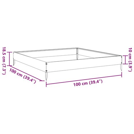 Plantenbak verhoogd 100x100x18,5 cm staal wit 10