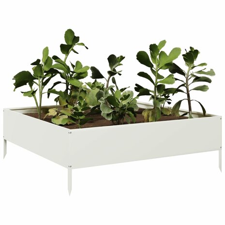 Plantenbak verhoogd 100x100x33,5 cm staal wit 3