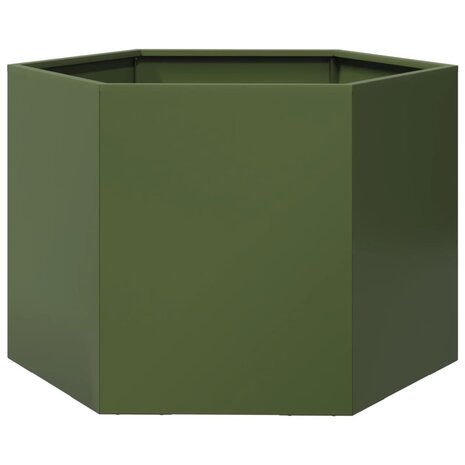 Plantenbak zeshoek 69x60x45 cm staal olijfgroen 6