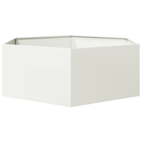 Plantenbak zeshoek 138x120x45 cm staal wit 5