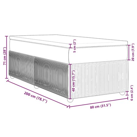 Boxspring met matras stof lichtgrijs 80x200 cm 12