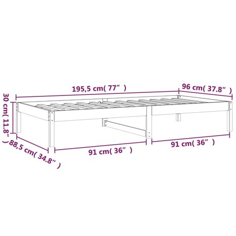 Slaapbank 90x190 cm massief grenenhout wit 11