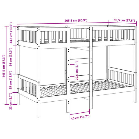 Stapelbed massief grenenhout wasbruin 90x200 cm 10