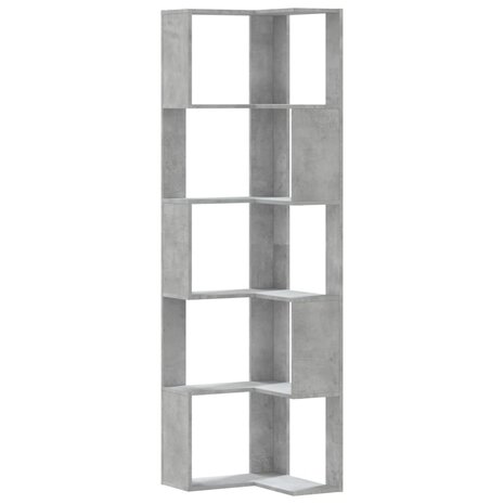 Boekenkast 5-laags hoek 50x50x179 cm bewerkt hout betongrijs 2