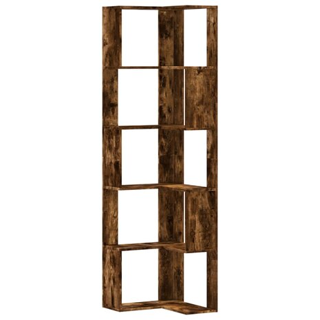 Boekenkast 5-laags hoek 50x50x179 cm bewerkt hout gerookt eiken 2