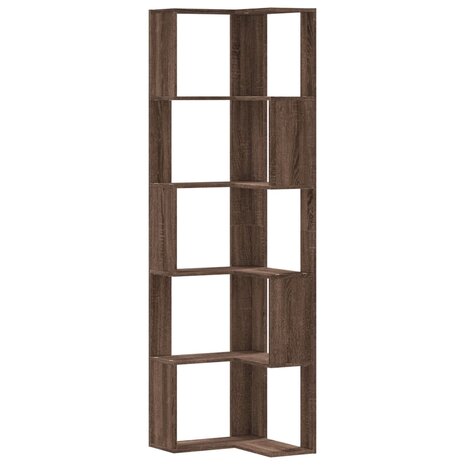 Boekenkast 5-laags hoek 50x50x179 cm bewerkt hout bruin eiken 2