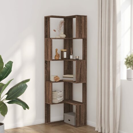 Boekenkast 5-laags hoek 50x50x179 cm bewerkt hout bruin eiken 3