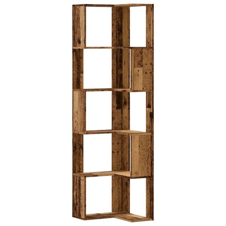 Boekenkast 5-laags hoek 50x50x179 cm bewerkt hout oud houtkleur 2