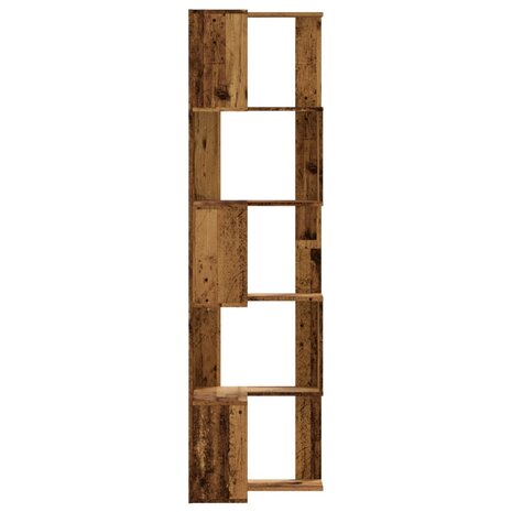 Boekenkast 5-laags hoek 50x50x179 cm bewerkt hout oud houtkleur 5