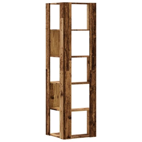 Boekenkast 5-laags hoek 50x50x179 cm bewerkt hout oud houtkleur 6