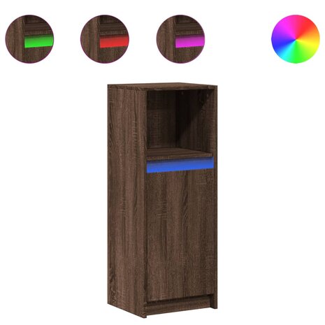 Dressoir met LED 38x34x100 cm bewerkt hout bruin eikenkleur 2