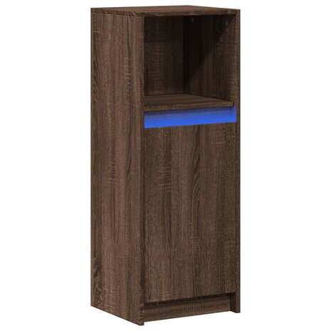 Dressoir met LED 38x34x100 cm bewerkt hout bruin eikenkleur 3