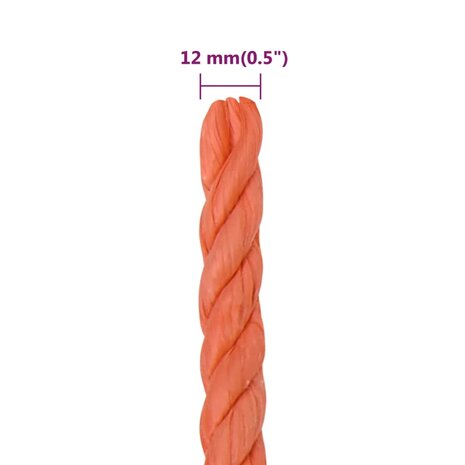 Werktouw 12 mm 25 m polypropeen oranje 6