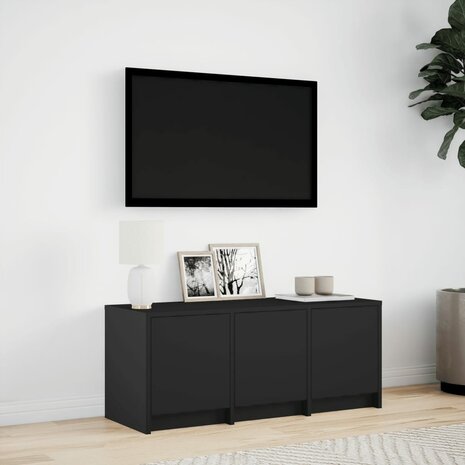 Tv-meubel met LED 97x34x40 cm bewerkt hout zwart 4