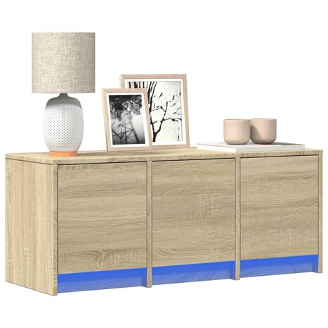 Tv-meubel met LED 97x34x40 cm bewerkt hout sonoma eikenkleurig 1