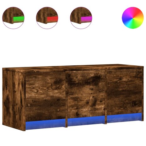 Tv-meubel met LED 97x34x40 cm bewerkt hout gerookt eikenkleur 2