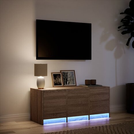 Tv-meubel met LED 97x34x40 cm bewerkt hout bruin eikenkleurig 5