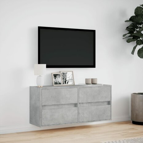 Tv-wandmeubel met LED-verlichting 100x31x45 cm betongrijs 4