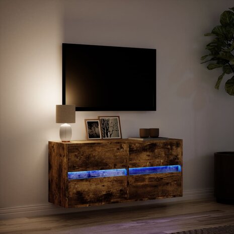 Tv-wandmeubel met LED-verlichting 100x31x45 cm gerookt eiken 5