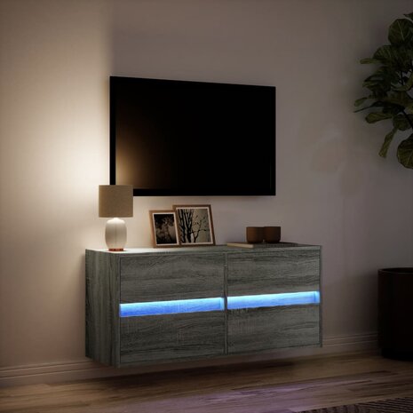 Tv-wandmeubel met LED-verlichting 100x31x45 cm grijs sonoma 5