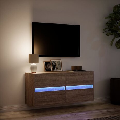 Tv-wandmeubel met LED-verlichting 100x31x45 cm bruin eikenkleur 5