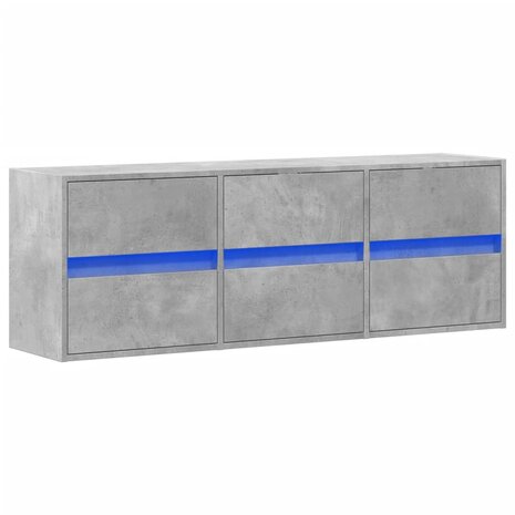 Tv-wandmeubel met LED-verlichting 130x31x45 cm betongrijs 3