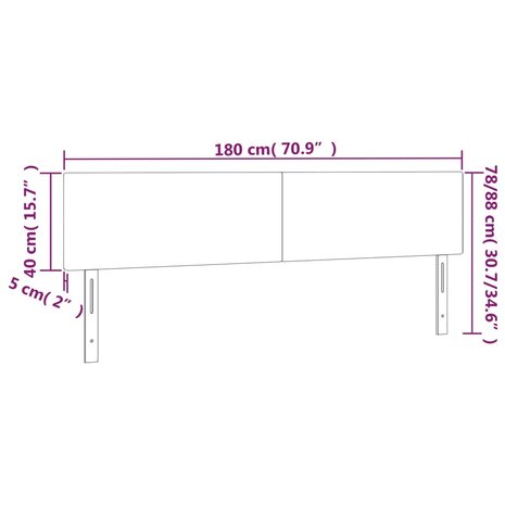 Hoofdborden 2 st 90x5x78/88 cm fluweel lichtgrijs 8