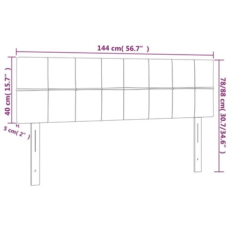 Hoofdborden 2 st 72x5x78/88 cm stof lichtgrijs 8