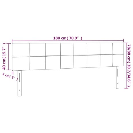 Hoofdborden 2 st 90x5x78/88 cm stof lichtgrijs 8