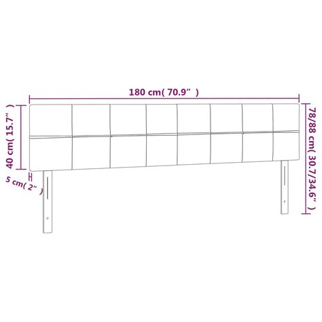 Hoofdborden 2 st 90x5x78/88 cm fluweel donkergrijs 8