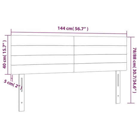 Hoofdborden 2 st 72x5x78/88 cm stof lichtgrijs 8