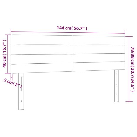 Hoofdborden 2 st 72x5x78/88 cm stof donkergrijs 8