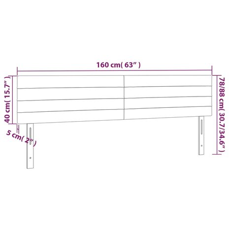 Hoofdborden 2 st 80x5x78/88 cm stof lichtgrijs 8