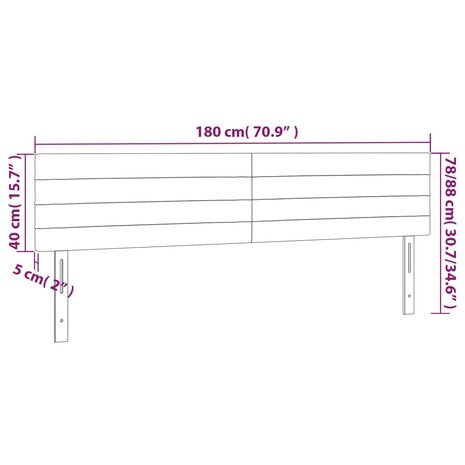 Hoofdborden 2 st 90x5x78/88 cm fluweel lichtgrijs 8