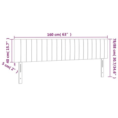 Hoofdborden 2 st 80x5x78/88 cm stof lichtgrijs 8