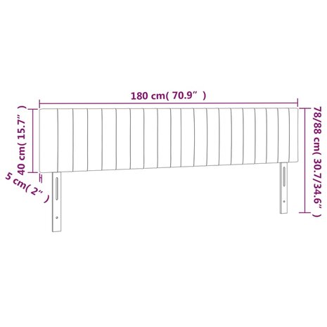 Hoofdborden 2 st 90x5x78/88 cm stof lichtgrijs 8