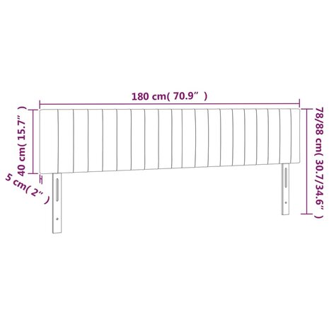 Hoofdborden 2 st 90x5x78/88 cm fluweel donkergrijs 8