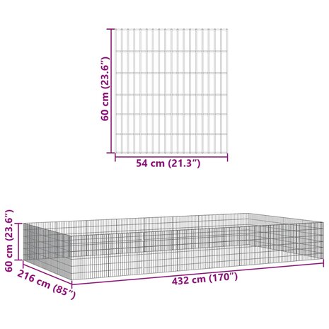 Dierenverblijf 24 panelen 54x60 cm gegalvaniseerd ijzer 7