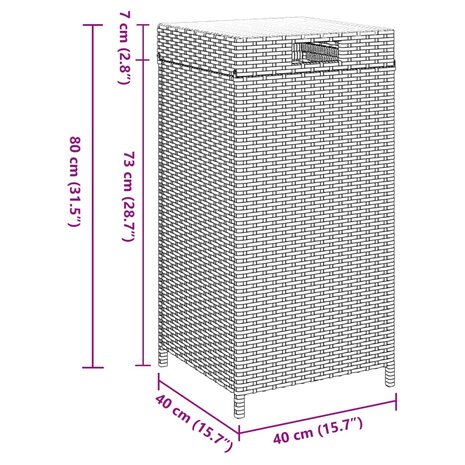 Afvalbak 40x40x80 cm poly rattan bruin 9