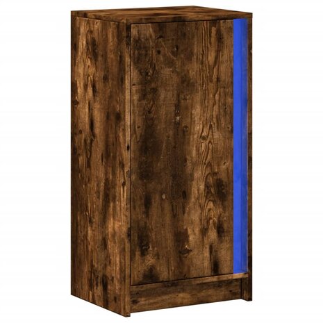 Dressoir met LED 42,5x34x85 cm bewerkt hout gerookt eikenkleur 3