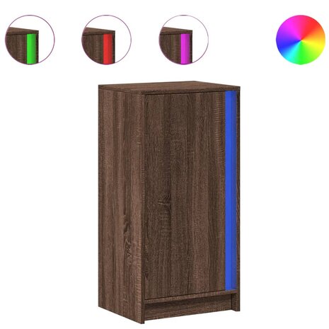 Dressoir met LED 42,5x34x85 cm bewerkt hout bruin eikenkleur 2