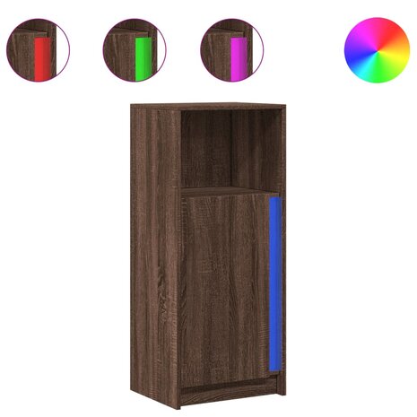 Dressoir met LED 42,5x34x100 cm bewerkt hout bruin eikenkleur 2