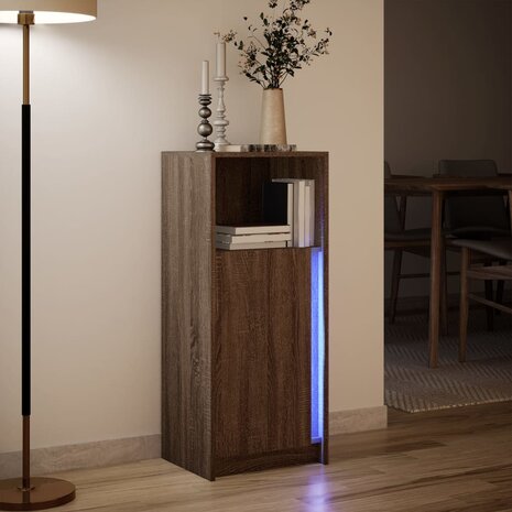 Dressoir met LED 42,5x34x100 cm bewerkt hout bruin eikenkleur 5