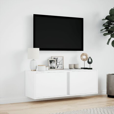 Tv-wandmeubel met LED-verlichting 100x31x35 cm wit 4