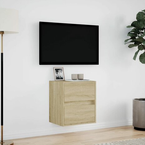 Tv-wandmeubel met LED-verlichting 41x31x45 cm sonoma eikenkleur 4