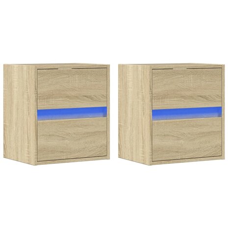 Tv-wandmeubels met LED 2 st 41x31x45 cm sonoma eikenkleurig 3