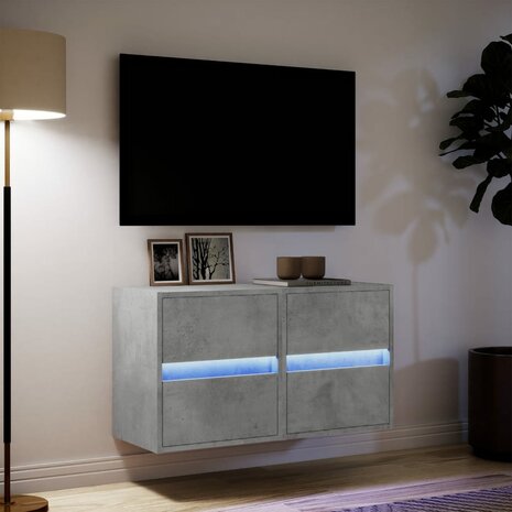 Tv-wandmeubels met LED-verlichting 2 st 41x31x45 cm betongrijs 5