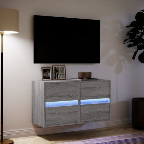 Tv-wandmeubels met LED 2 st 41x31x45 cm grijs sonoma eikenkleur 5