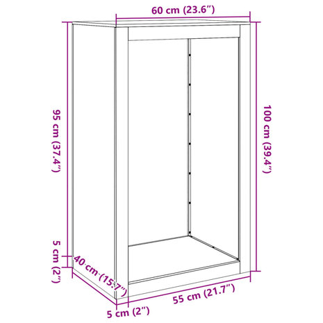 Haardhoutrek 60x40x100 cm cortenstaal 11