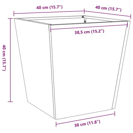 Plantenbakken 2 st 40x40x40 cm staal wit 12